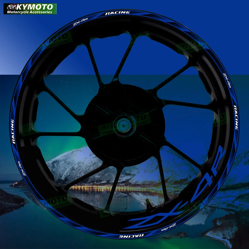 ل ZX-4R ZX4R دراجة نارية الملحقات 17 بوصة العجلات الأمامية والخلفية الشارات هدية محور حافة ملصقات عاكسة الديكور