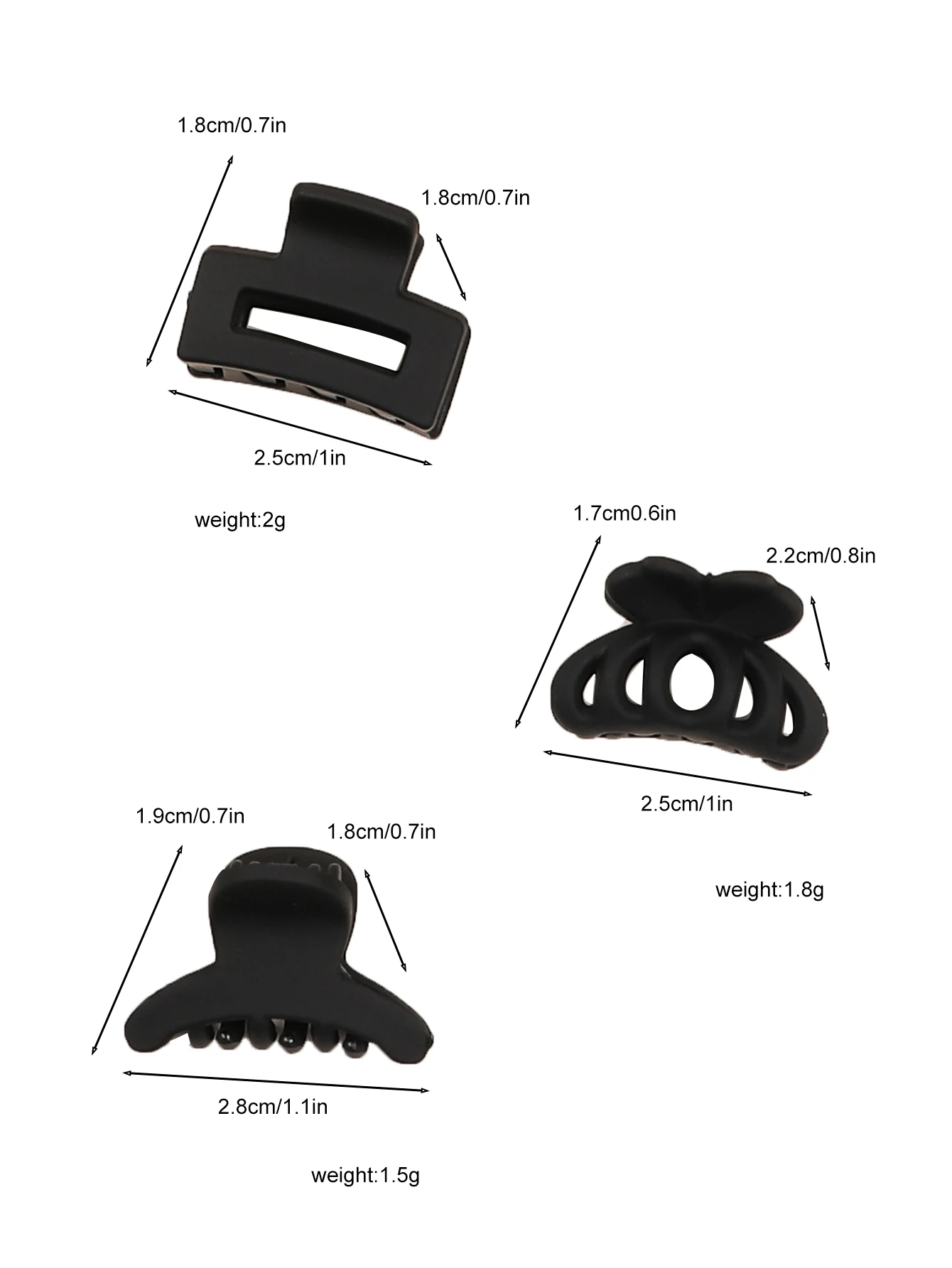 various size and shape black matte hair claw clip woman hair accessories