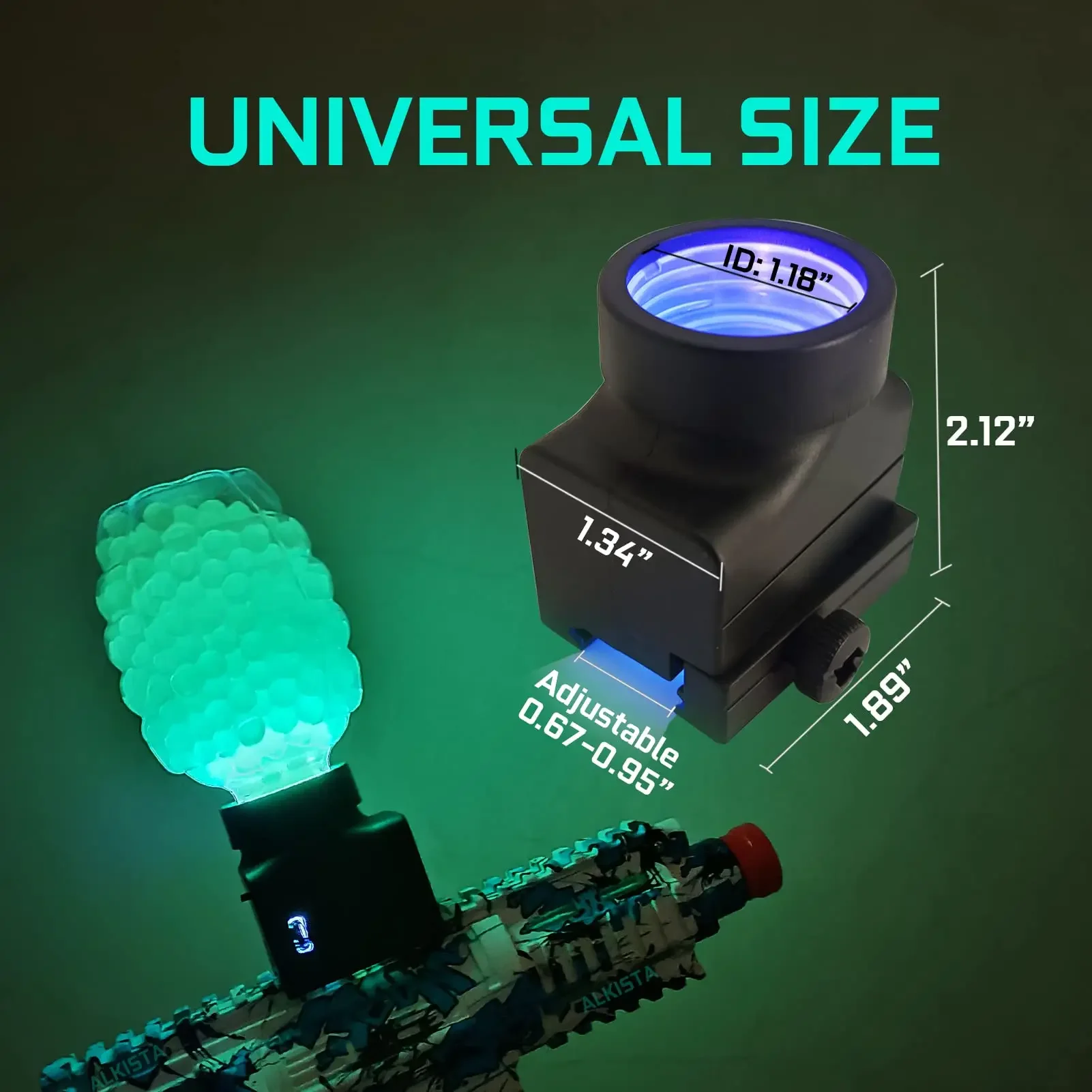 UV Lamp Adapter LED Feedneck To Light Up Ball Blaster Ammo Splatter Ball Blaster Night Outdoor Game Light Up Ammo Holder