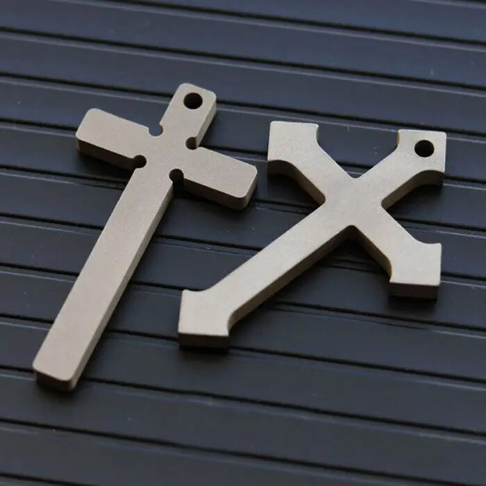 1PC EDC Solid Titanium Alloy CNC Cross Necklace Pendant Bead Keyhain DIY Pendant