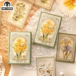 Mr. Paper 30 Sheets/box Vintage Stickers Lace Border Plant Flower Beautiful Handbook DIY Material Collage Korean Stationery