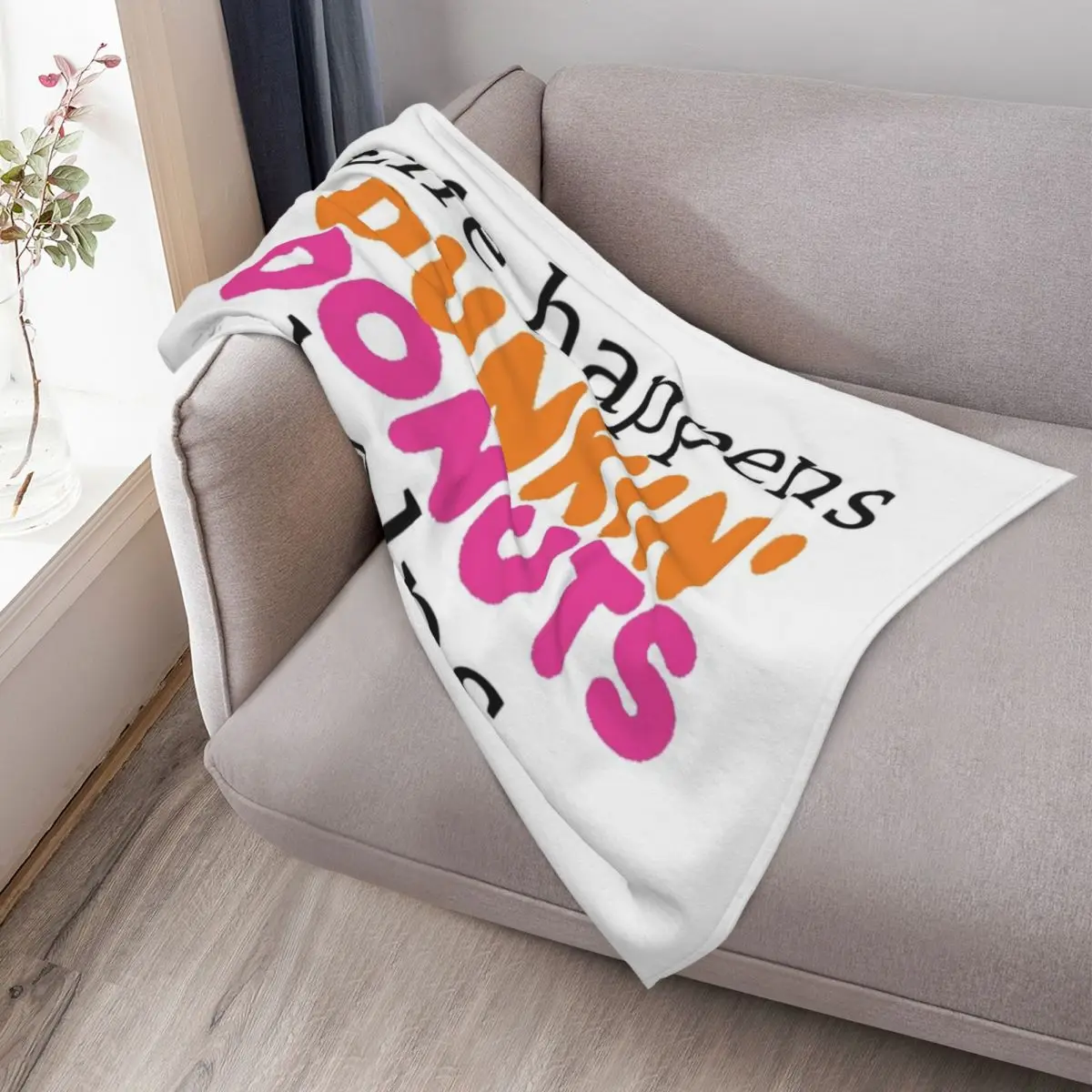 Life Happens... Dunkin Donuts Helps Throw Blanket Warm Plush Fuzzy Blanket for Living Room view 3