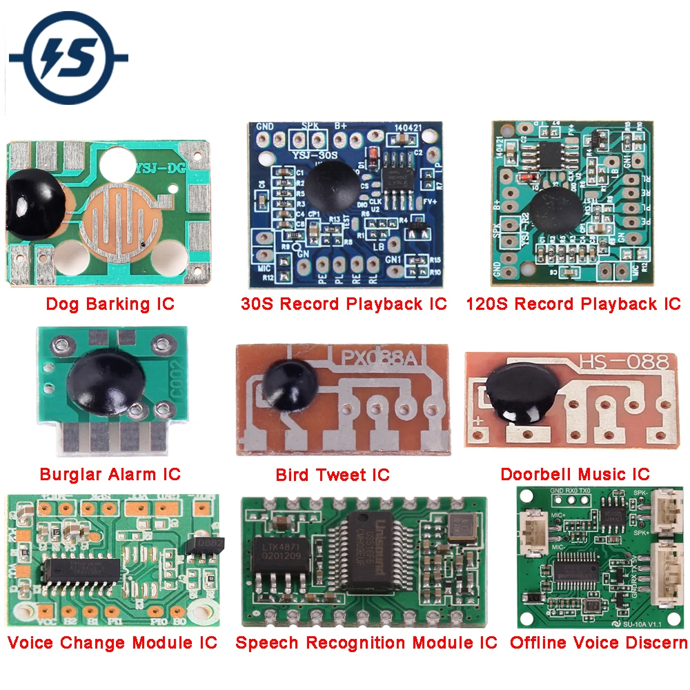 Voice Record Playback Board AI Speech Recognition Module Bird Tweet Burglar Alarm Dog Barking Doorbell Alice Christmas Music IC