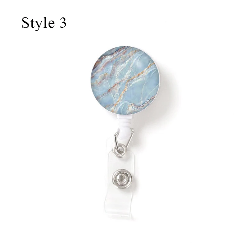 Marble Nurse Doctor retrattile Badge Reel card Holder Work Card Easy Pull Buckle Work Name ID Card Badge Office Work Card Clip