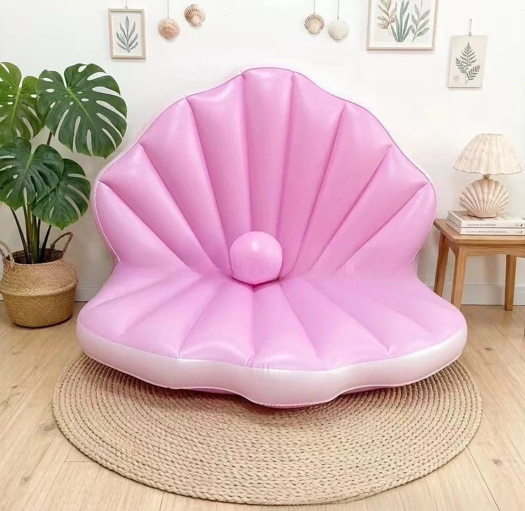 Beach Vacation Shell Inflatable Float PVC Pearlescent Scallop Floating Bed Adult Leisure Water Lounge for Pool