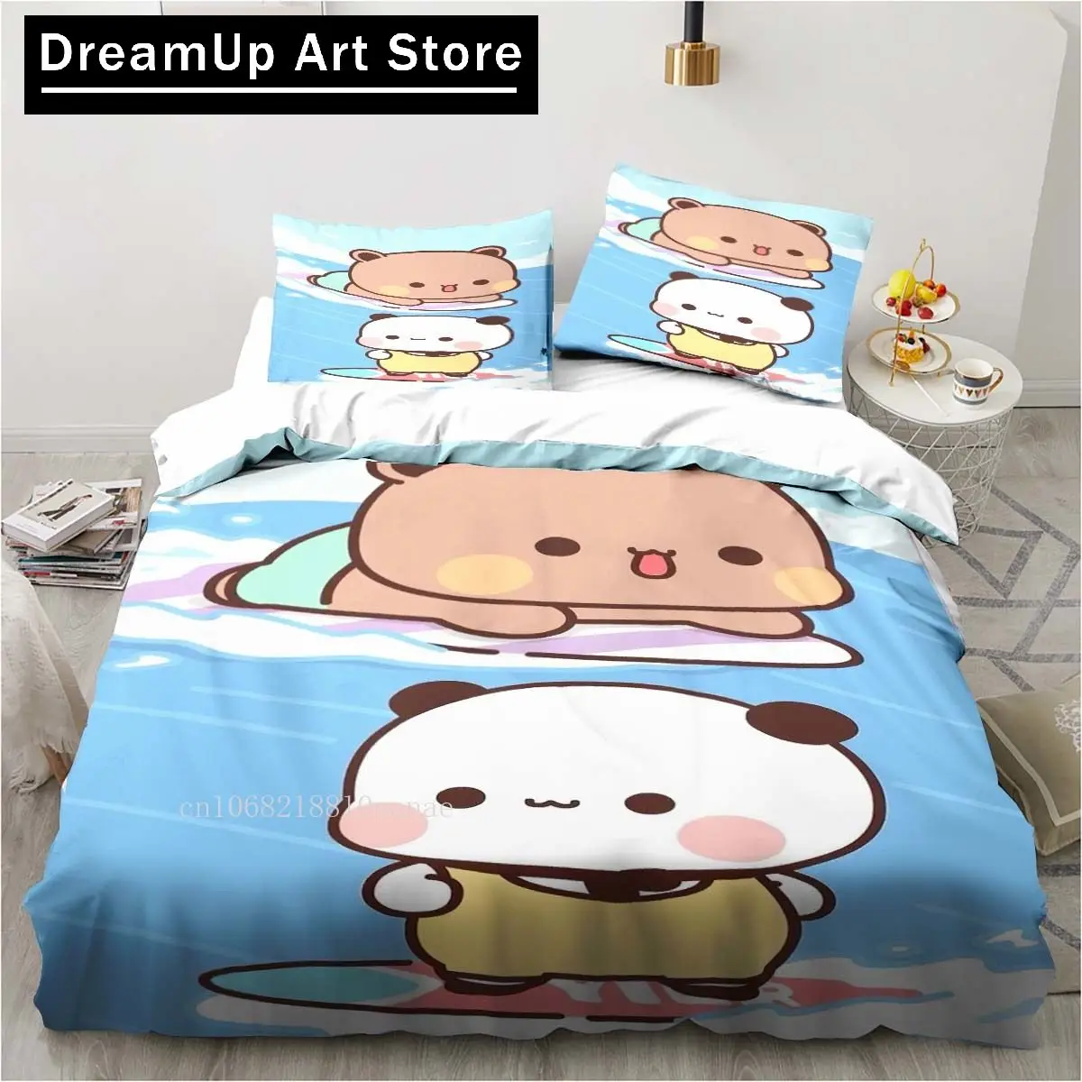 Cute Bubu and Dudu Cartoon Print All Season Twin Bedding Set 2/3 Piece Comforter Set Bed Duvet Cover Double King Comforter Cover