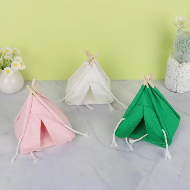 1Pcs 1:12 Scale Dollhouse Canvas Camping Tent Mini Model for Photo Display and Scene Decoration