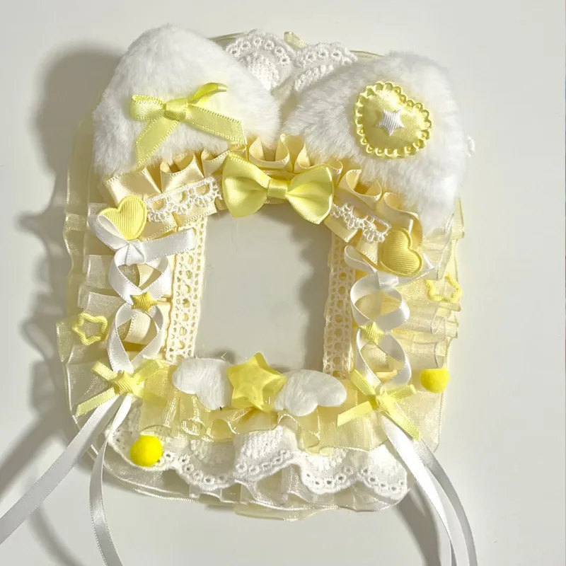 Plush Cat Ear Heart Star Angel Wing Ribbon Ruffle Lace Photocard Display Card Holder Lolita Bow 3 Inch KPOP Photocard Decor Border Macaron Color Polaroid Photo Frame Idol Collection Decor Ornament photocard topper