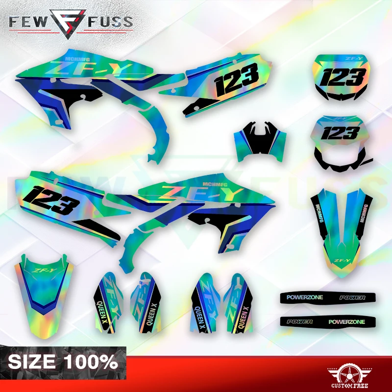 Fewfuss Holographic Chrome Racing Graphics Decal for Yamaha YZF250 19-23 YZF450 18-22,WRF450 19-22 WRF250 20-23 Dirt Bike 002