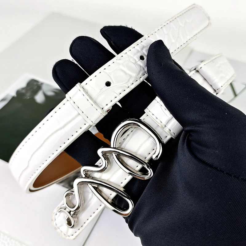 Casual and versatile, simple English letter buckle for women's decoration, thin waist belt with dress, suit, jeans, belt for wom