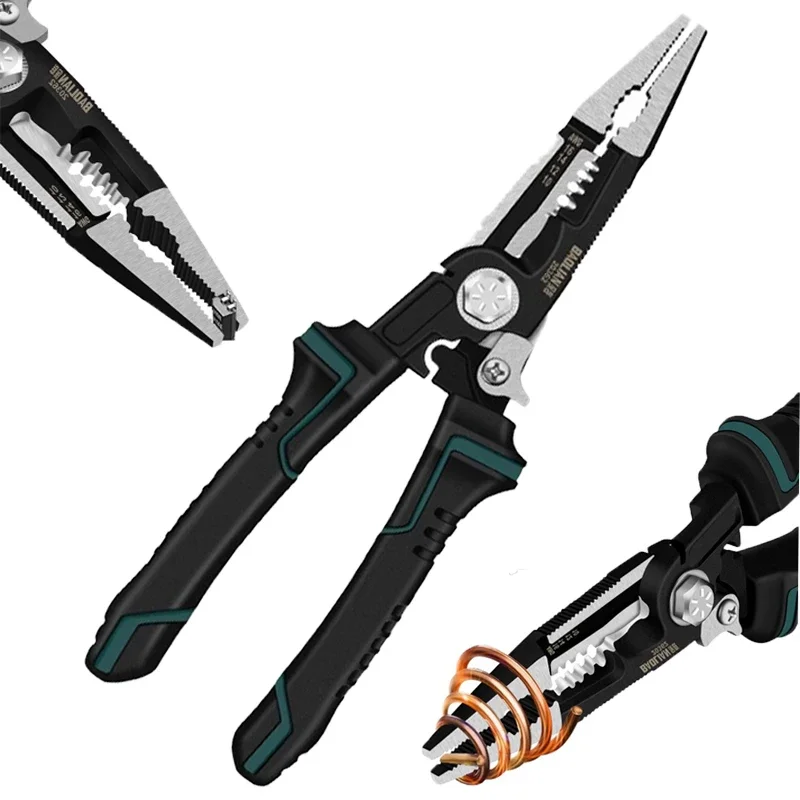 

Electrical Wire Stripper Crimping Multifunctional Stripping Breaking Pliers Clamper Splitting Winding Cable Cutter Tool