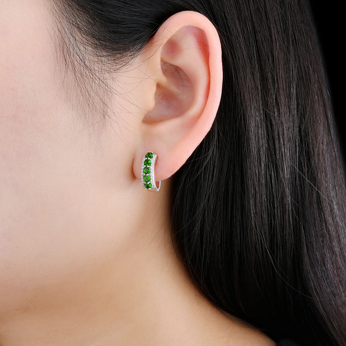 Natural Green Diopside Solid Sterling Silver Clip Earrings 1.5 Carats Genuine Gemstone Women Classic Birthday Anniversary Gifts image 6