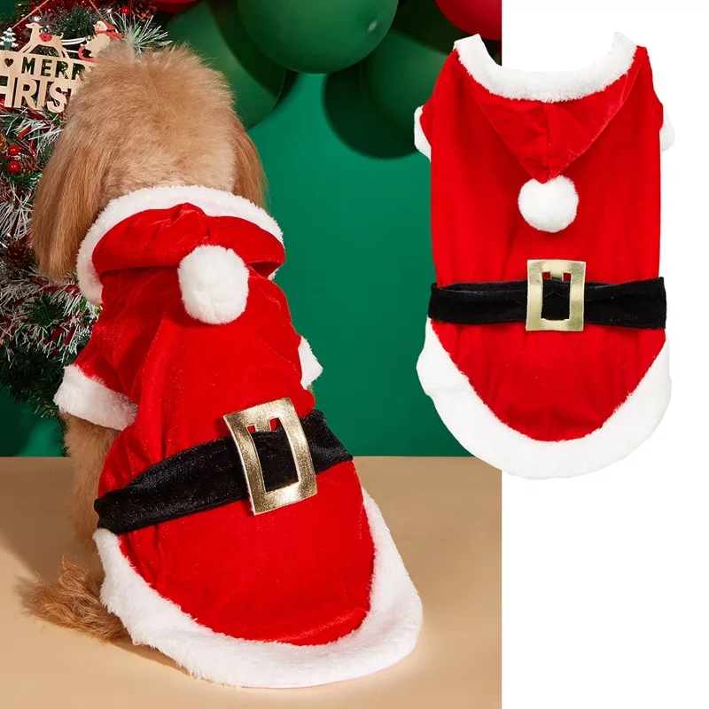 Christmas Pet Dog Transformation Santa Claus Red Dress Gentleman\'s Teddy Jacket New Year\'s Coat For Dogs 