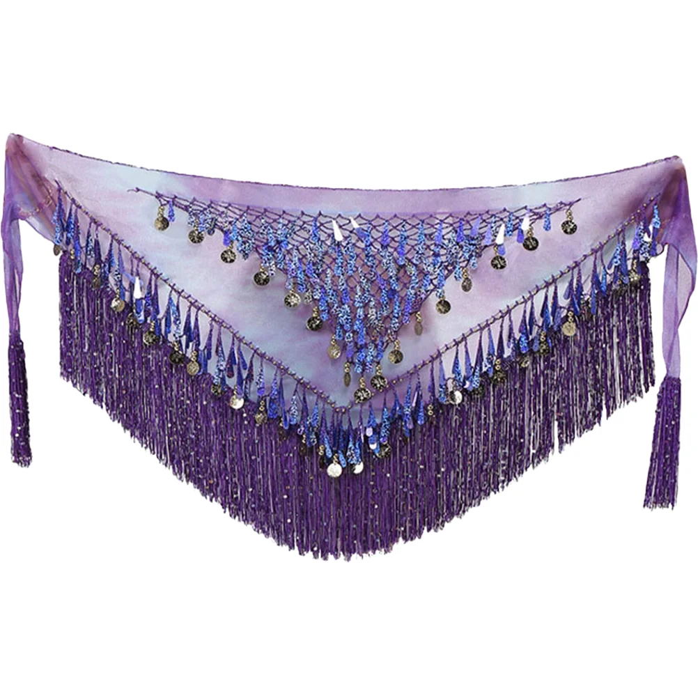 

Belly Dancing Skirt Scarf Hip The Outfit Sequins Dance Skirts for Women Cotton Yarn Dancer Costumes Women's