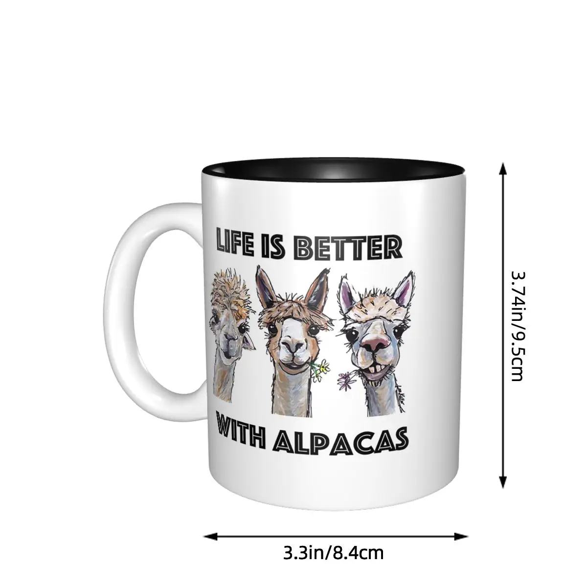 Life Is Better With Alpacas Art Mug Funny Ceramic Coffee Cups Tea Mugs Milk Cup Drinkware Gifts for Friends