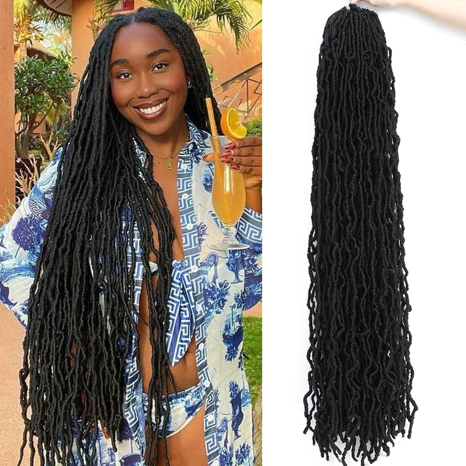 18 24 36 Inches Synthetic Faux Locs Crochet Hair Soft Locks Crochet Dreadlocks Mèche Faux Locks Hair Crochet Braids Extensions