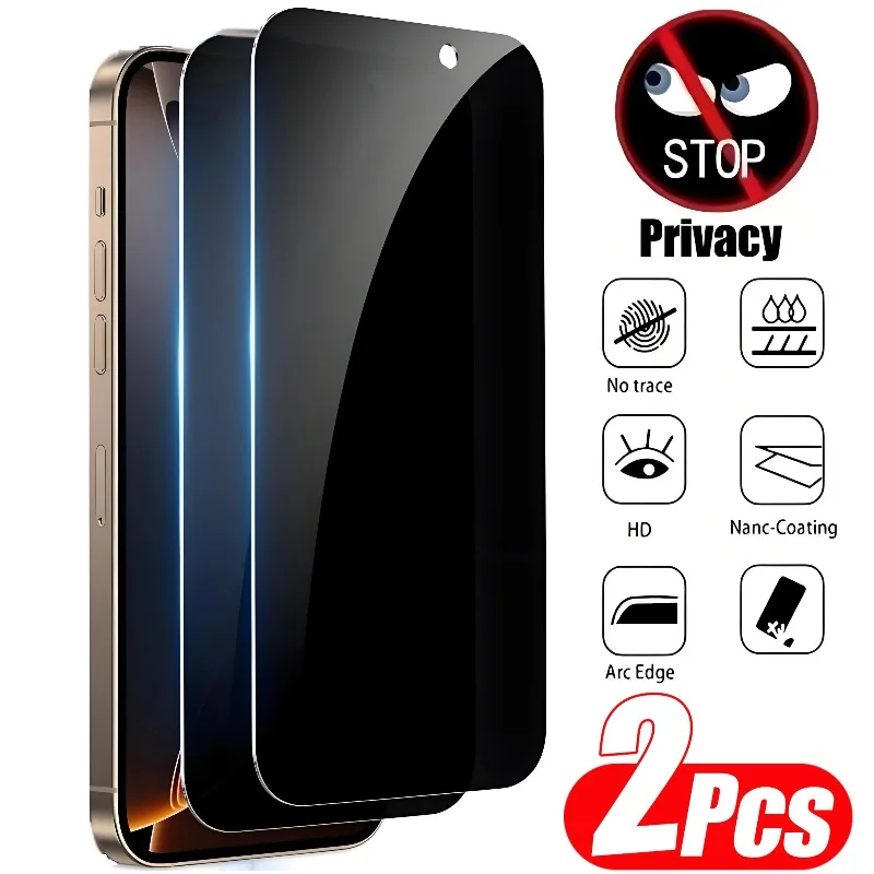 Protector de pantalla antiespía para iPhone 11, 12, 13, 14, 15, 16, 17 Pro Max, 14, 15, 16 Plus, 16e, 17 Air, 17e, película de privacidad, 2 uds.