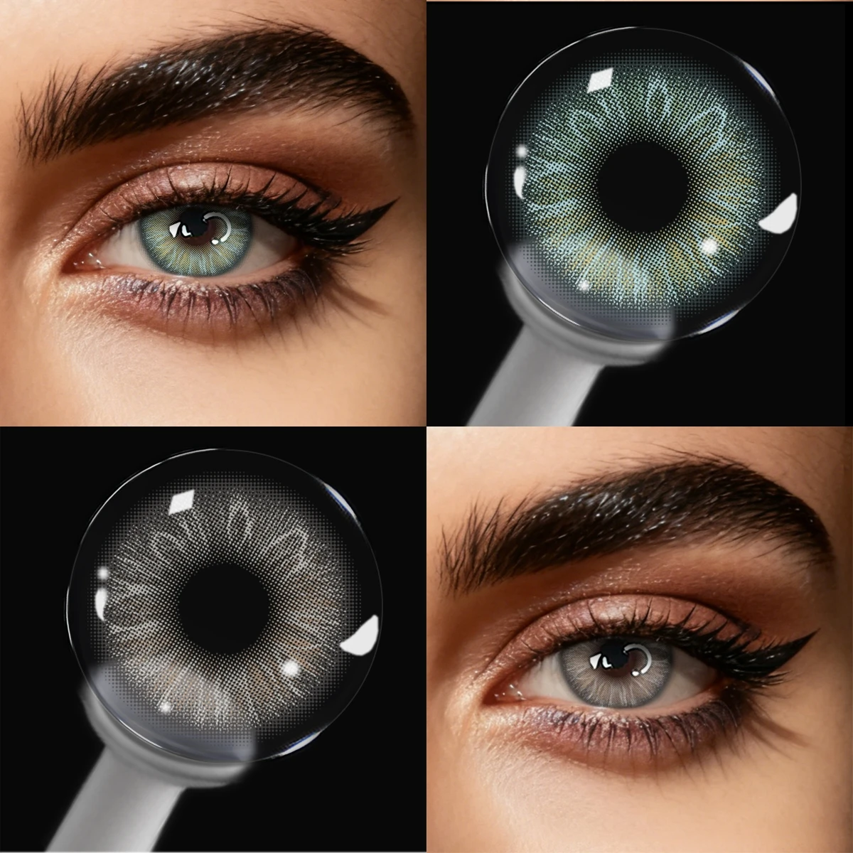 VISUASHOW Iris Blue farbige Kontaktlinsen mit Sehstärke, halbjährlich, für kleine Pupillen, natürliche Make-up-Linsen
