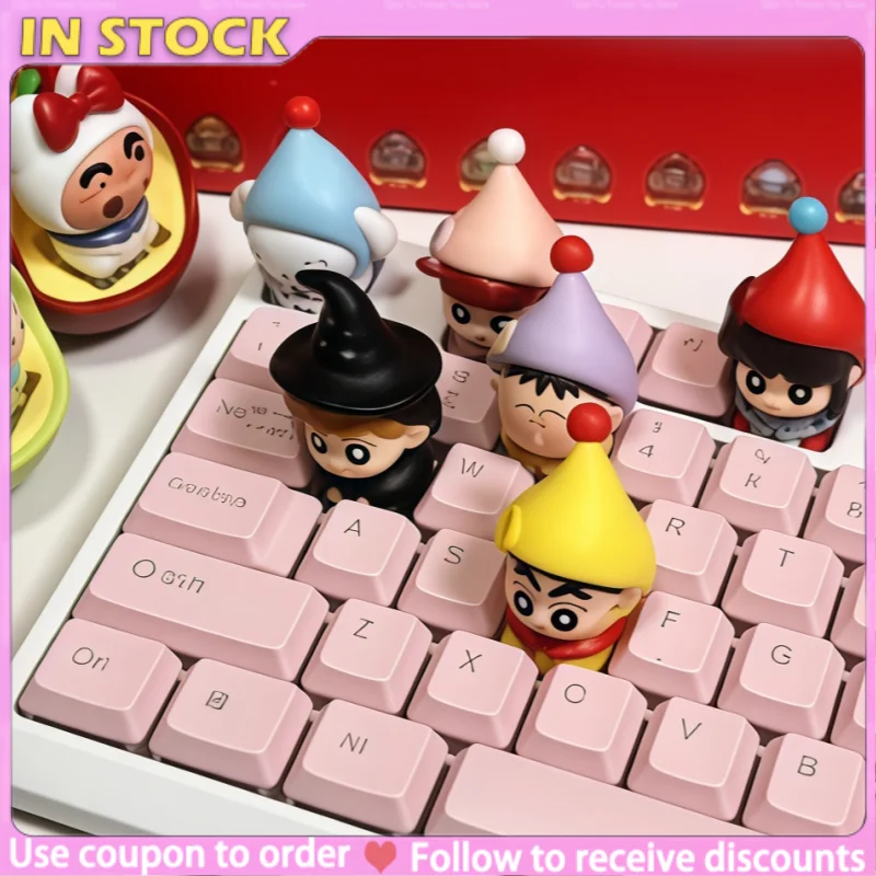 Original Maihe Crayon Shin-Chan Dwarf Fairy Tale Series 3D Keycap Blind Box Cute Keyboard Decoration Knock Fun Collect Toys Gift