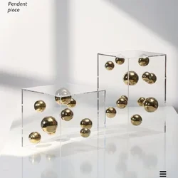 Geometric Metal Ball Art Transparent Acrylic Box Ornaments Modern Minimalist Square Living Room Decorations Desktop Furnishings