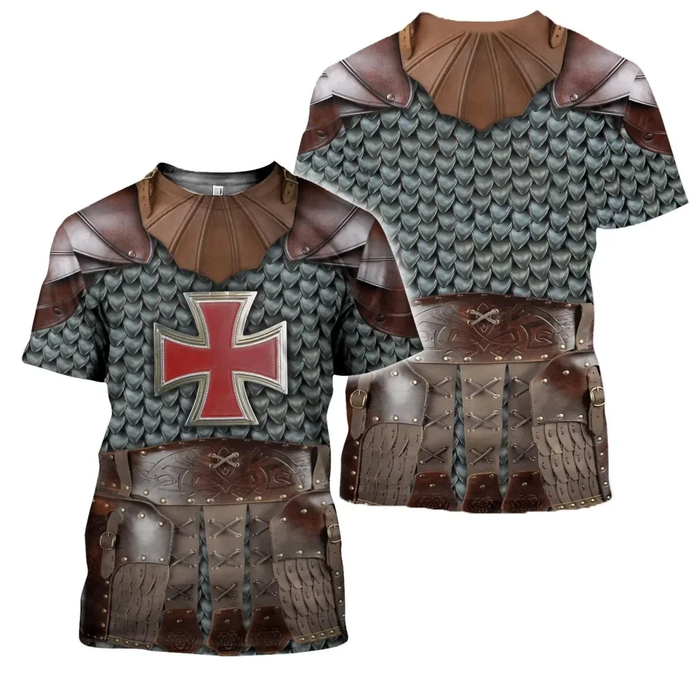 Knights Templar Streetwear Casual Unisex Tops For Men Fashion Medieval Armor 3D Printed T Shirt Harajuku Summer Short Sleeve Tee