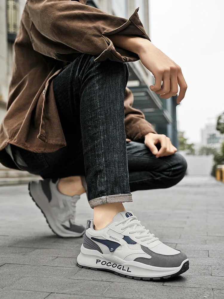 أحذية رياضية رجالية أحذية ركض شبكية قابلة للتنفس كاجوال سميكة القاع للأب القديم أحذية عصرية للمراهقين أحذية قماشية مناسبة تمامًا #3