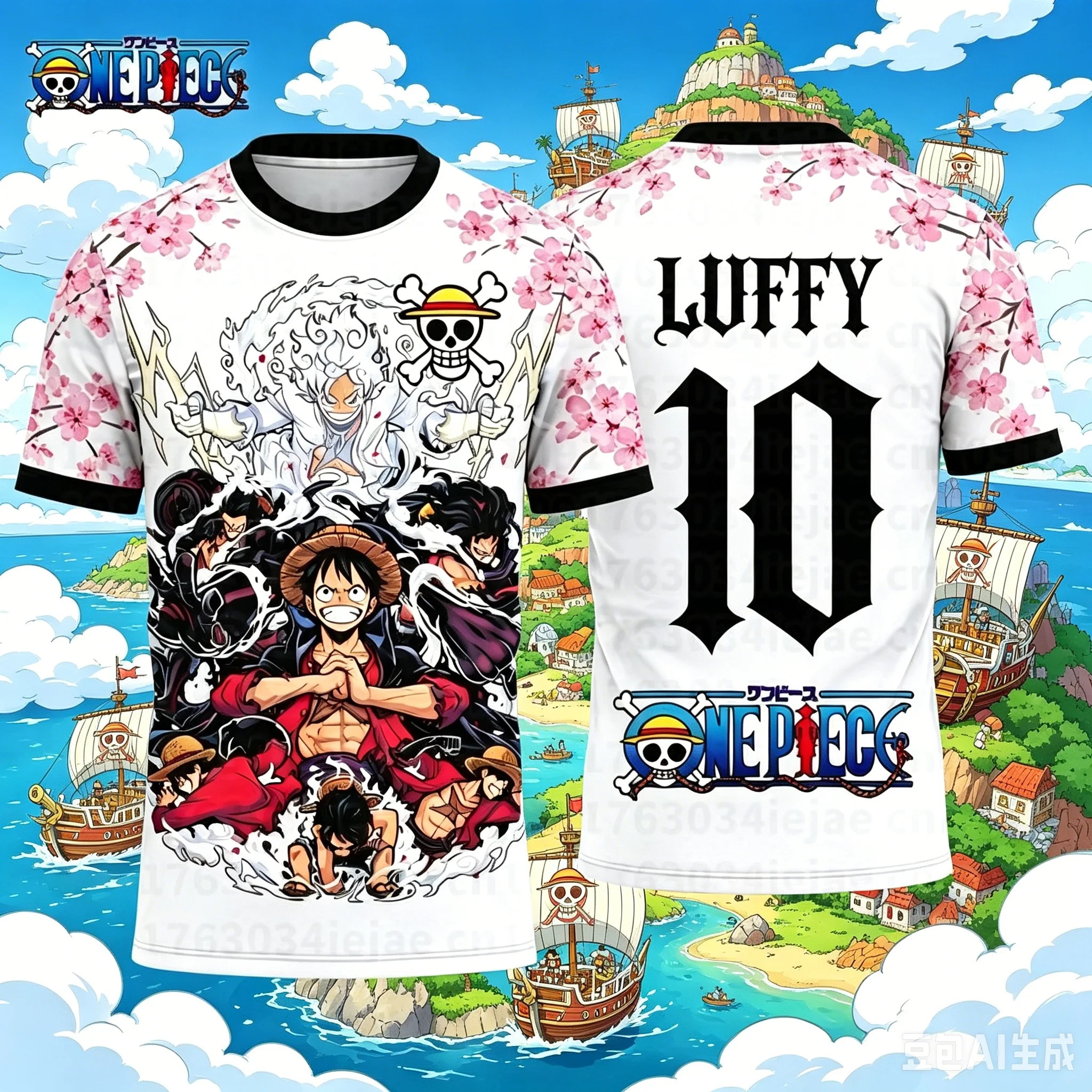 2026 Summer One Piece Luffy Pattern T-shirt Japanese Anime Style Football Jersey Quick-drying Sports T-shirt for Men Children