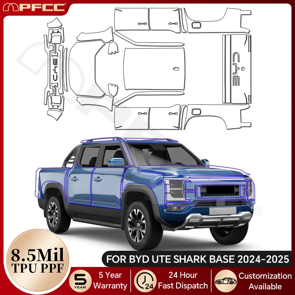 

Защитная пленка из ТПУ для BYD Ute Shark Base 2024-2026, предварительно вырезанная, для кузова автомобиля, устойчивая к царапинам, прозрачная, самовосстанавливающаяся, комплект для ремонта