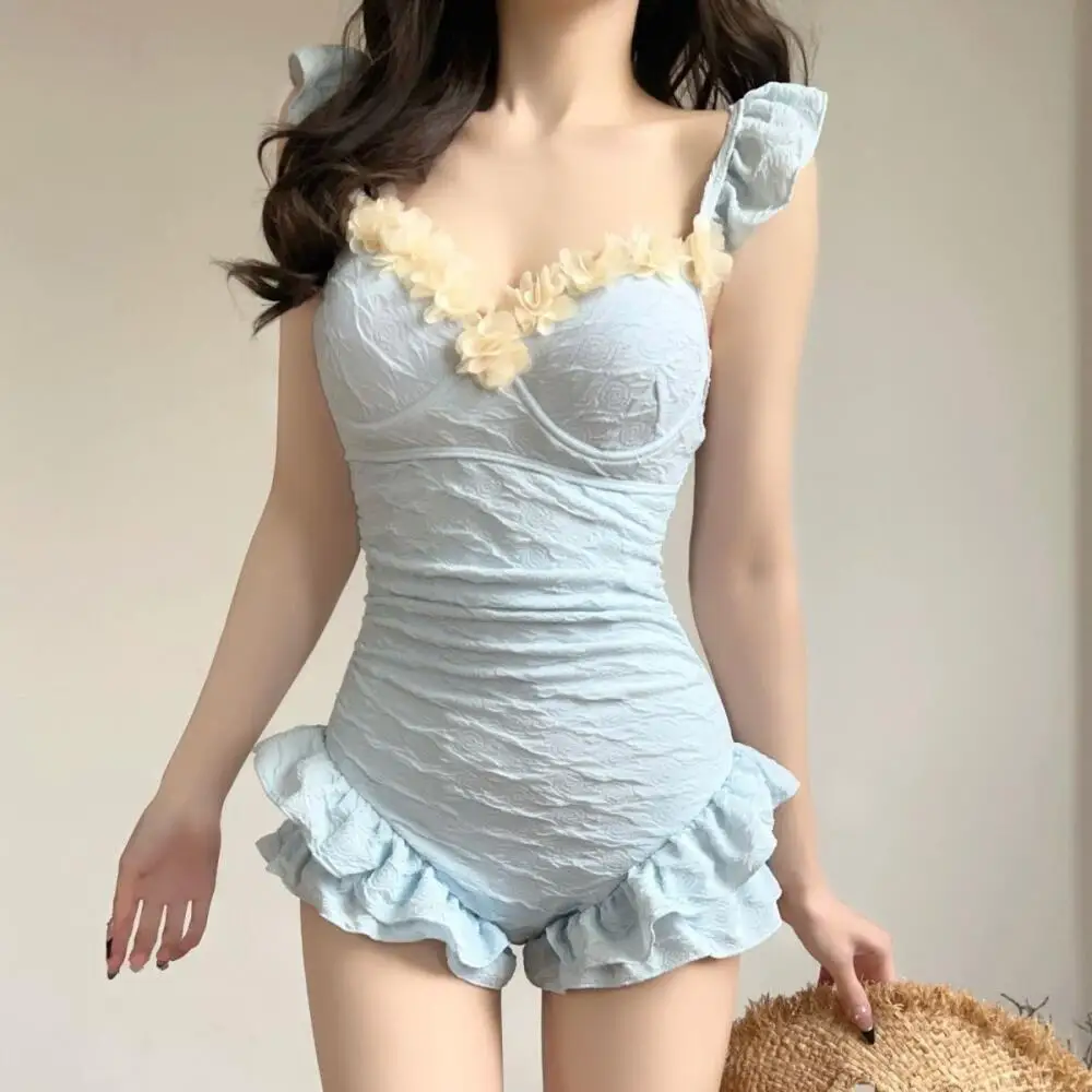 Korean Fashion Jumpsuits Swimsuit Summer Women's Sexy Bikini Beach Vacation Swimwear Girl Cute Pool Bathing Suit Quick-Drying