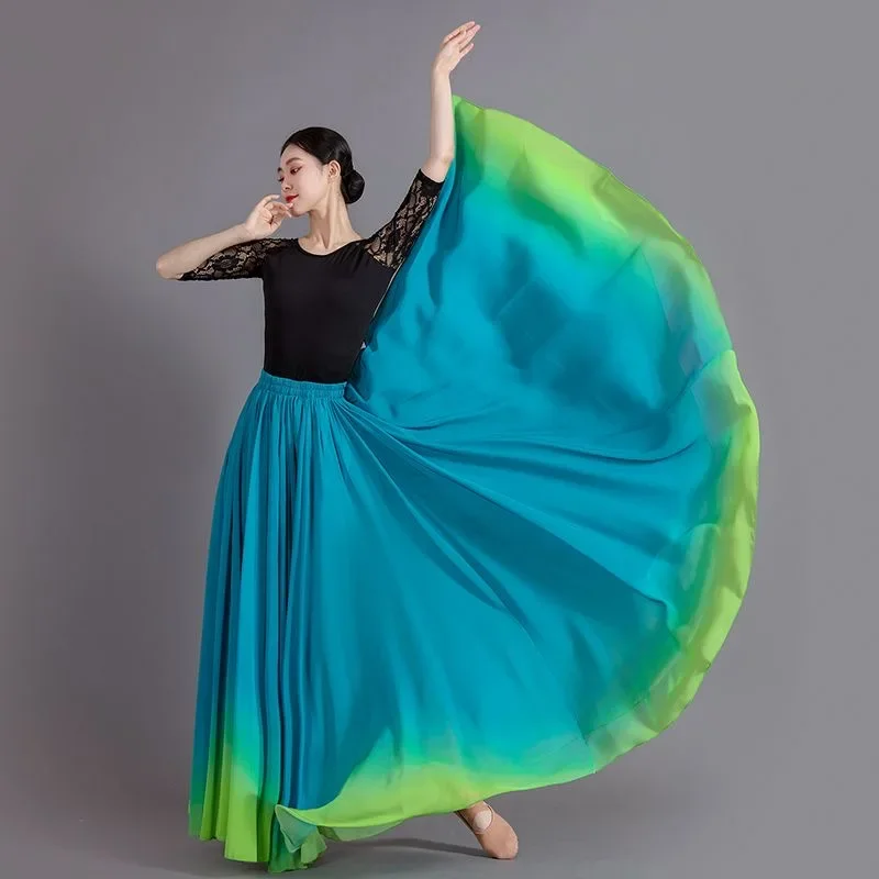 Klassischer Tanzrock für Damen, 720-Grad-Schwingrock, Retro-Verlaufsmuster, mehrfarbiger Flamenco-Tanzrock für Aufführungen 2025 – Detail 1