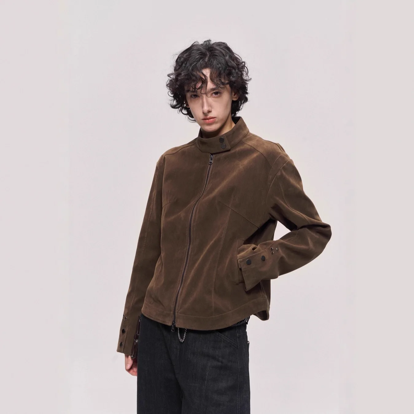 

Women Jacket Coat 2026 Spring Autumn New Vintage Brown Harrington Jacket Stand Collar Coat For Men Women Couples Streetwear
