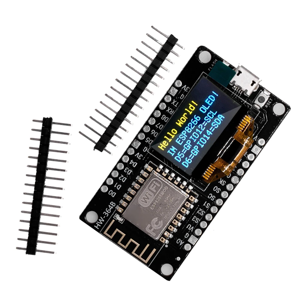 NodeMCU ESP8266 Development Board with 0.96 Inch OLED Display, CH340 Driver Module For Arduino IDE/Micropython Programming