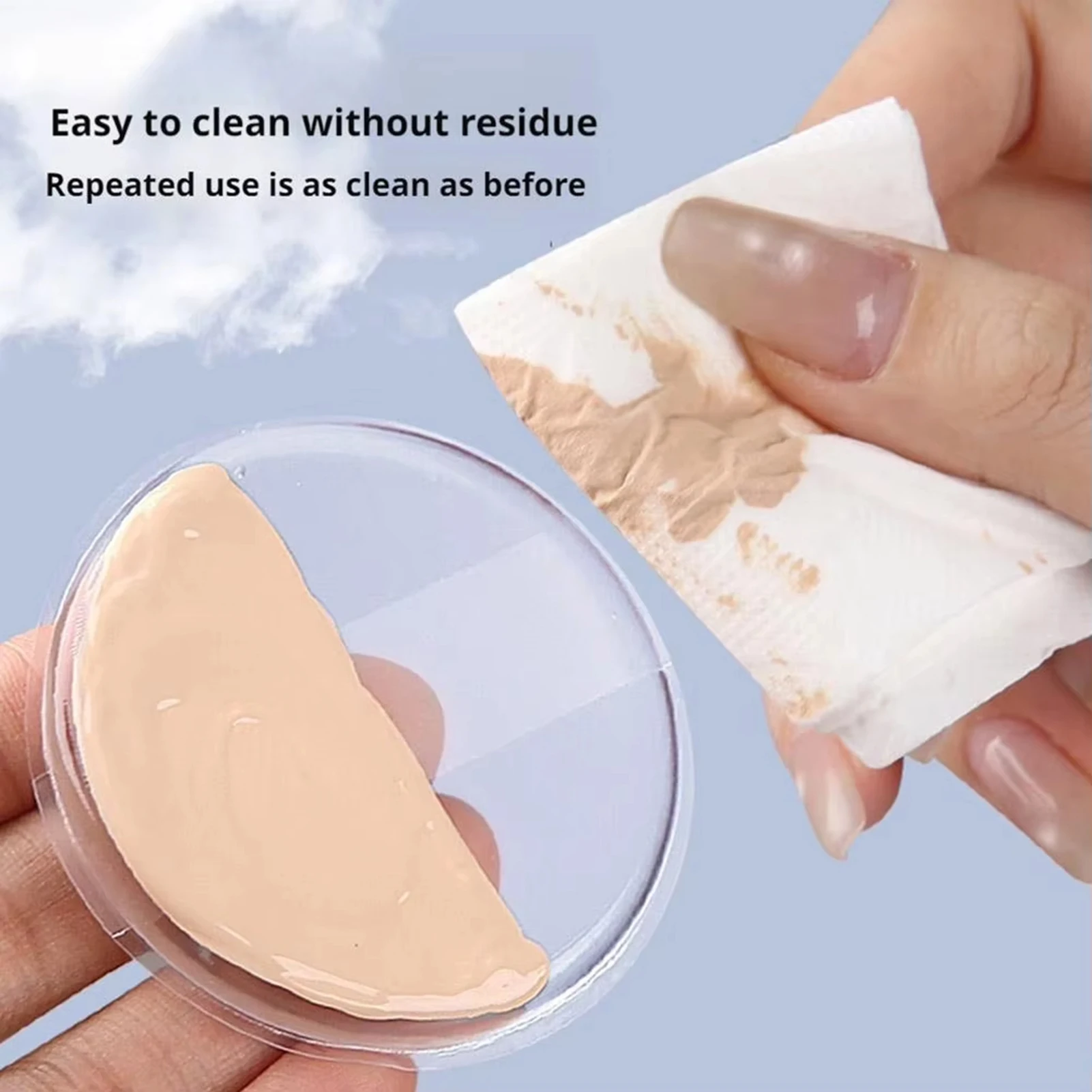 Esponja cosmética redonda/triangular, esponja transparente de elasticidad suave, crema de base, sin polvo, esponja cosmética para comer, 1 Uds.