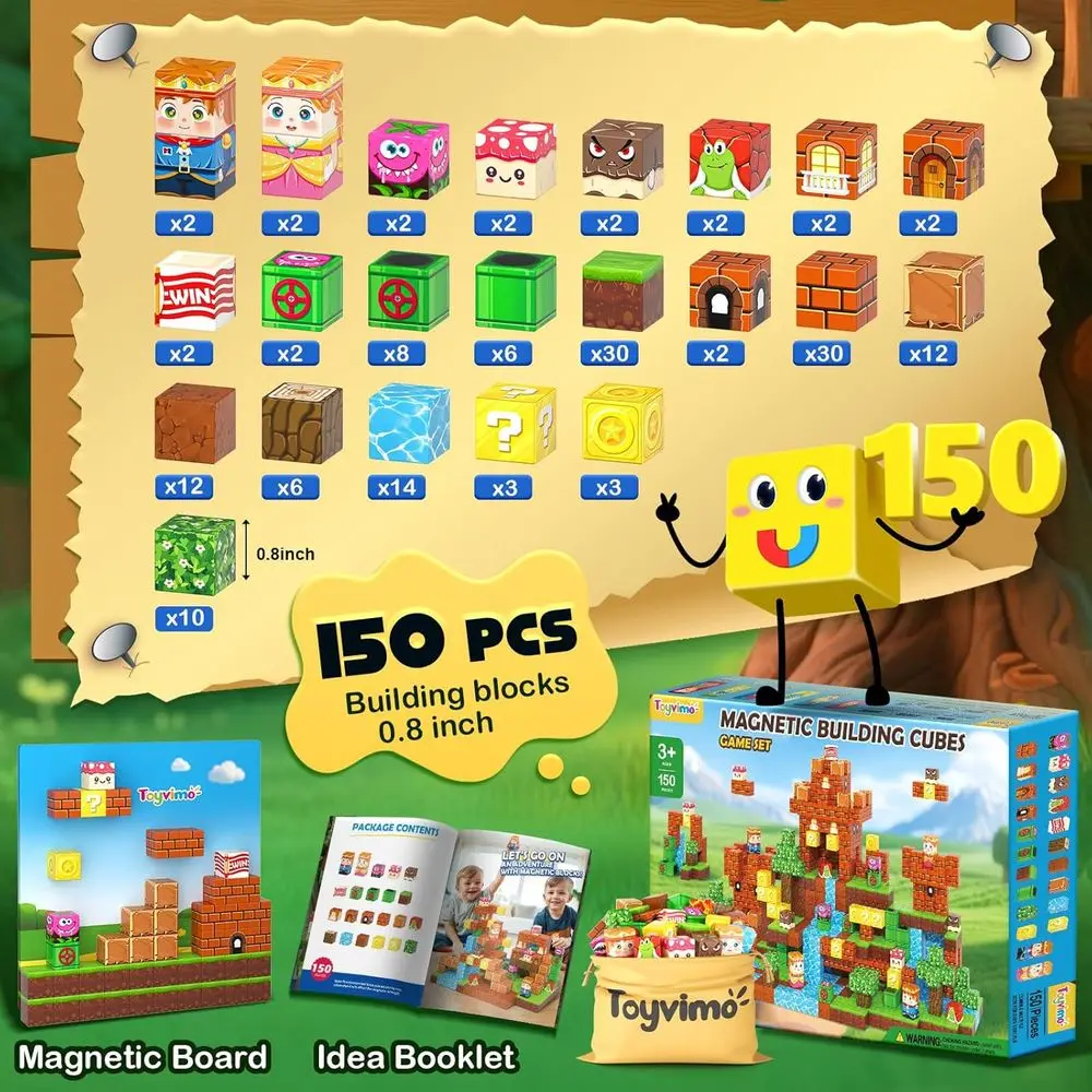Magnetyczne klocki dla dzieci od 3 lat: zabawki STEM dla maluchów, 150-elementowe kostki dla chłopców i dziewczynek, upominki urodzinowe idealne w podróży