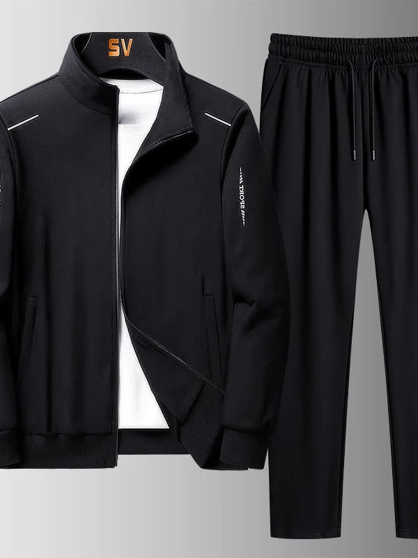 Men's Casual Zipper Two-Piece Set Color Long Sve Comfortable Sportswear Four Seasons Suitable Faionable Outfit