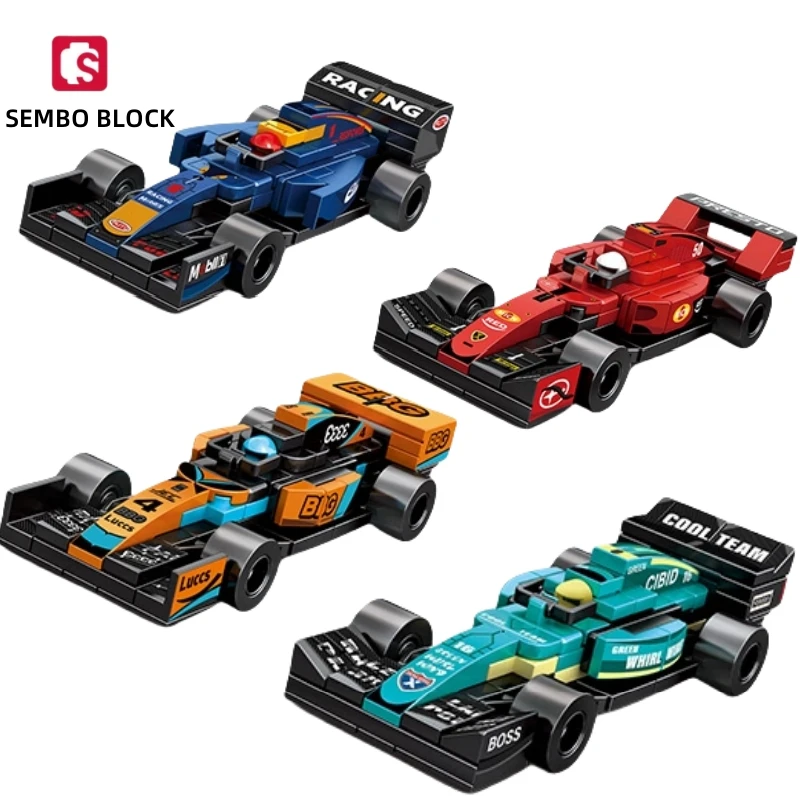 

SEMBO BLOCK Building Blocks Cool Fleet Movable Racing Car Building Model Toys Educational Desktop Ornaments Collection Gifts