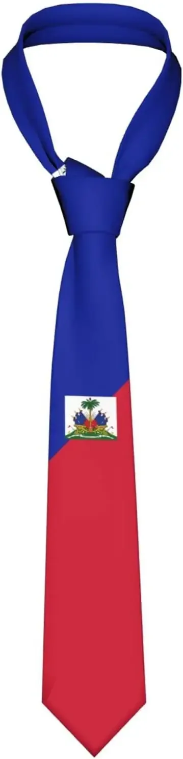 Haiti Flag Emblem Striped Necktie Men'S Neck Ties Mens Party Business Neckties Soft Skil Tie