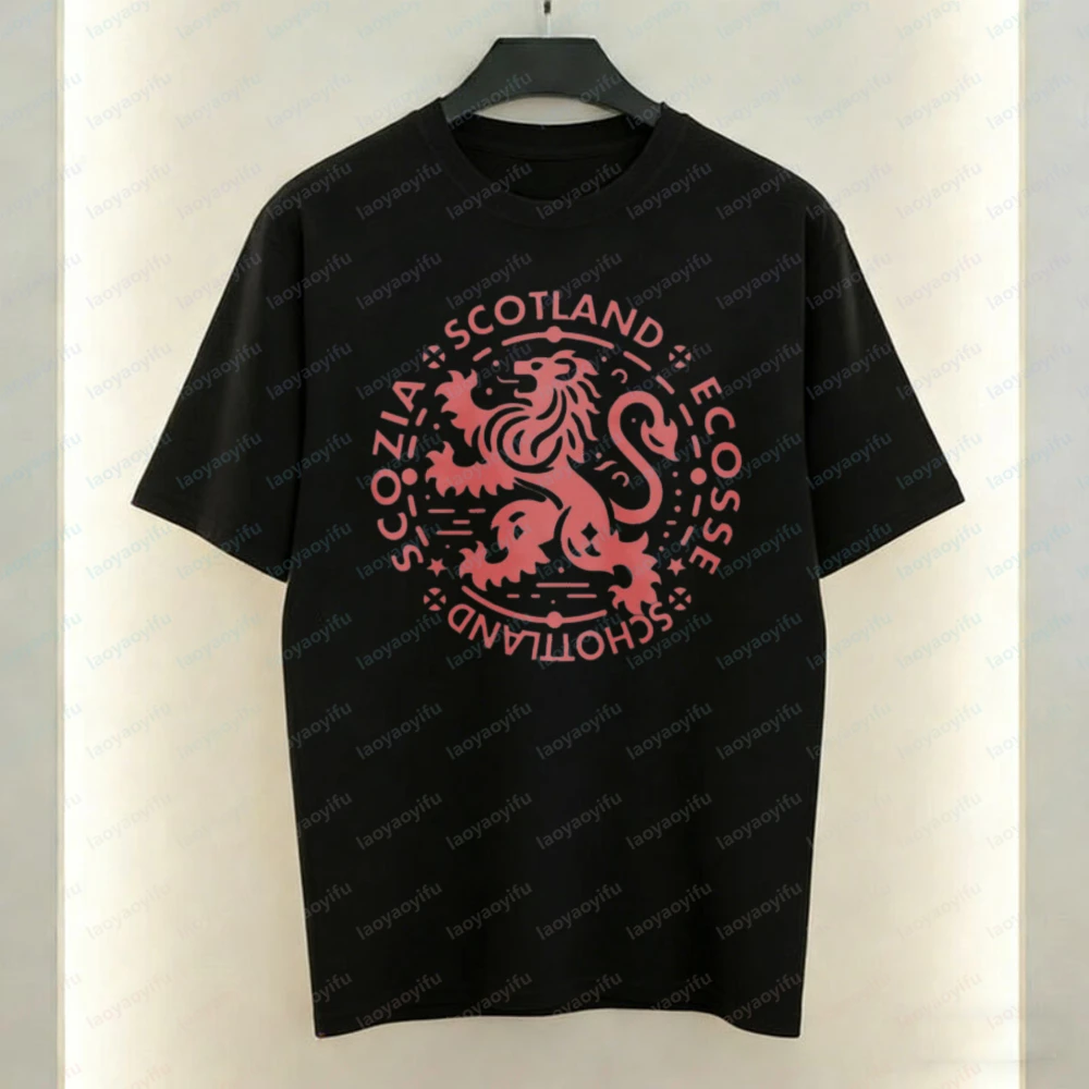 

Scotland Ecosse Scozia Lion Statement T-Shirt for Men Football Tartan Army Vintage Summer Short-sleev Tee Soccer Part Supplies