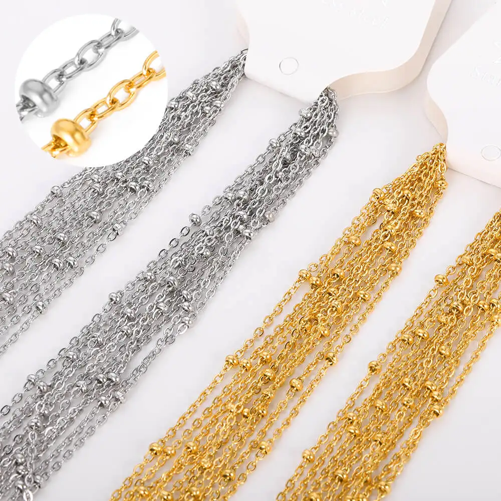 10pcs/set Stainless Steel Gold Color Necklace For Women 45cm Chain DIY Jewelry Accessories Making Materials Handmade Supplies