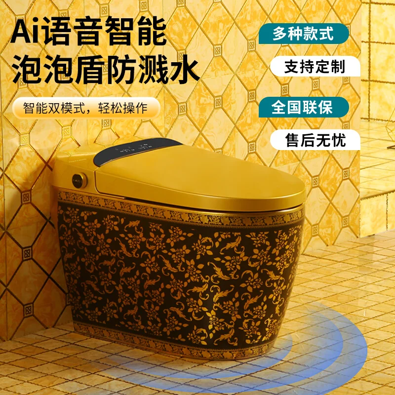 

New black and gold smart toilet siphon luxury new Chinese retro pumping personalized creative gold toilet