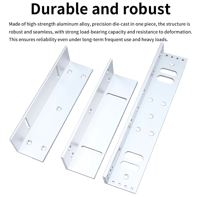 Aluminum Alloy Access Control ZL Bracket Kit for 180KG 280KG Magnetic Locks with Reinforced Design And Adjustable Hole Pattern