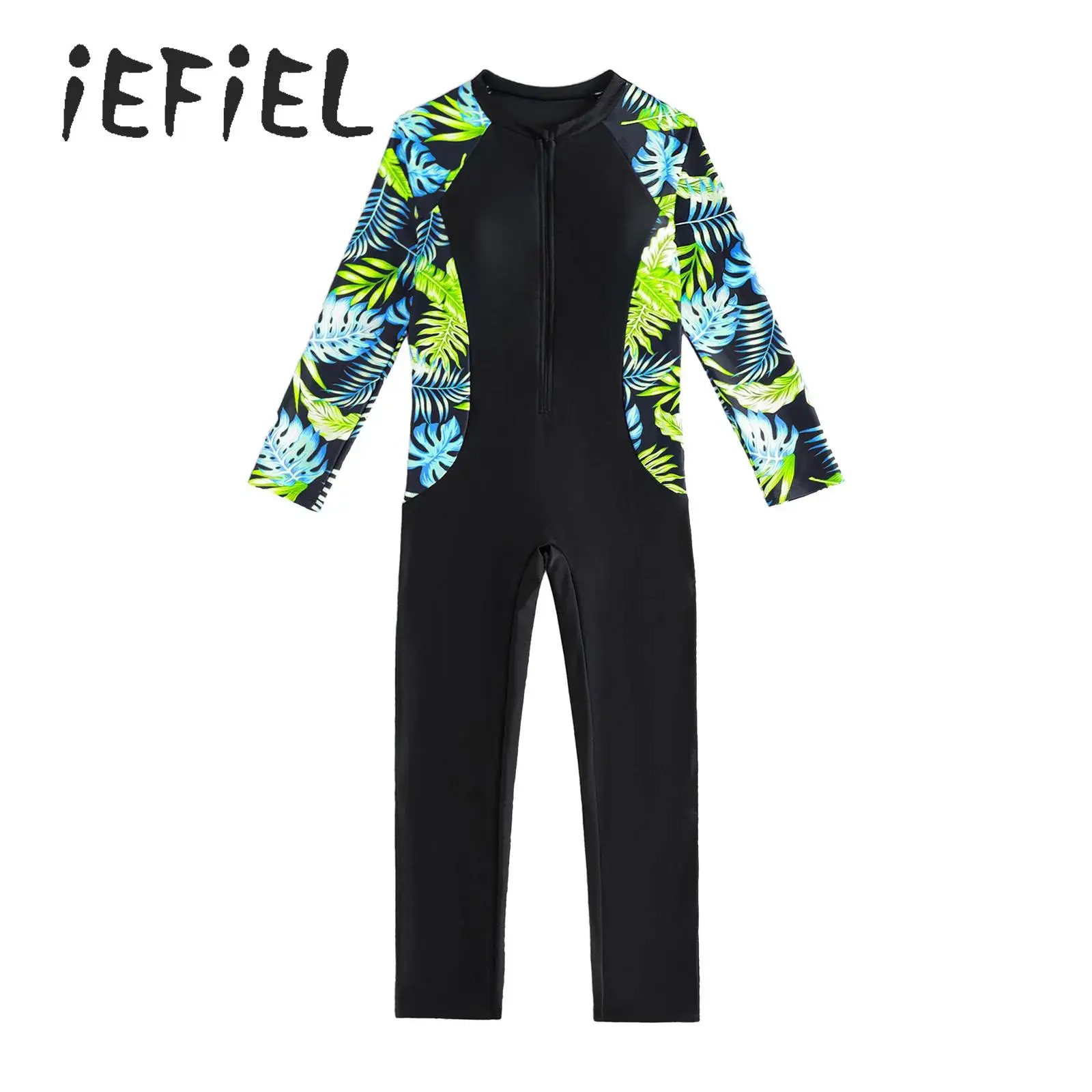 

Girls One Piece Swimsuit Long-sleeve Zipper Long Pants Swimwear Jumpsuit for Surfing Diving Water Sports Bathing Suit Beachwear