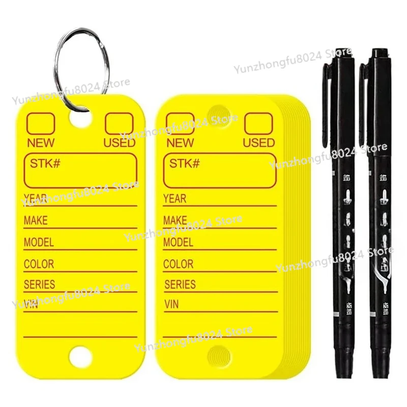 

PVC Tags with Labels and Rings, Car Key Tags for Organization, Identifiers, and Luggage Tags with Markers