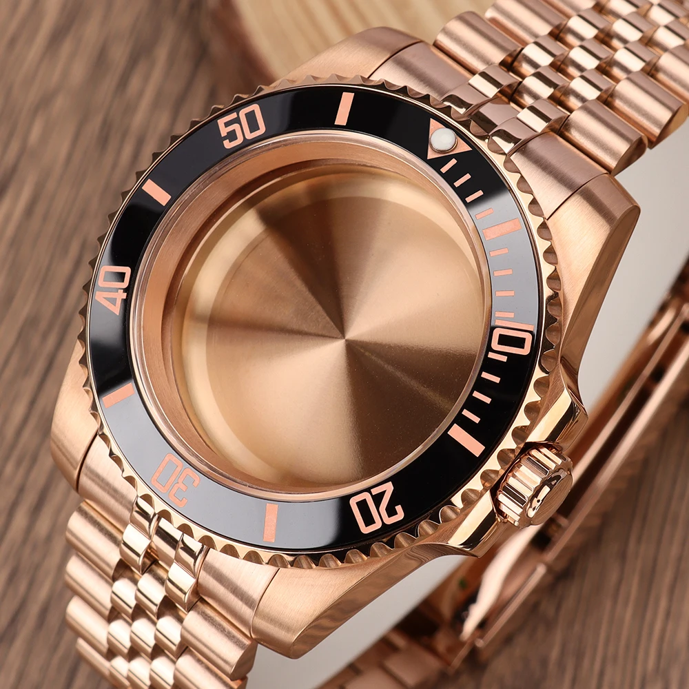 Sloping Bezel 40mm For SUB NH34 GMT NH35 NH36 2824 8215 Movement Sapphire Glass Watch Case mod glass back 20atm steel bracelet
