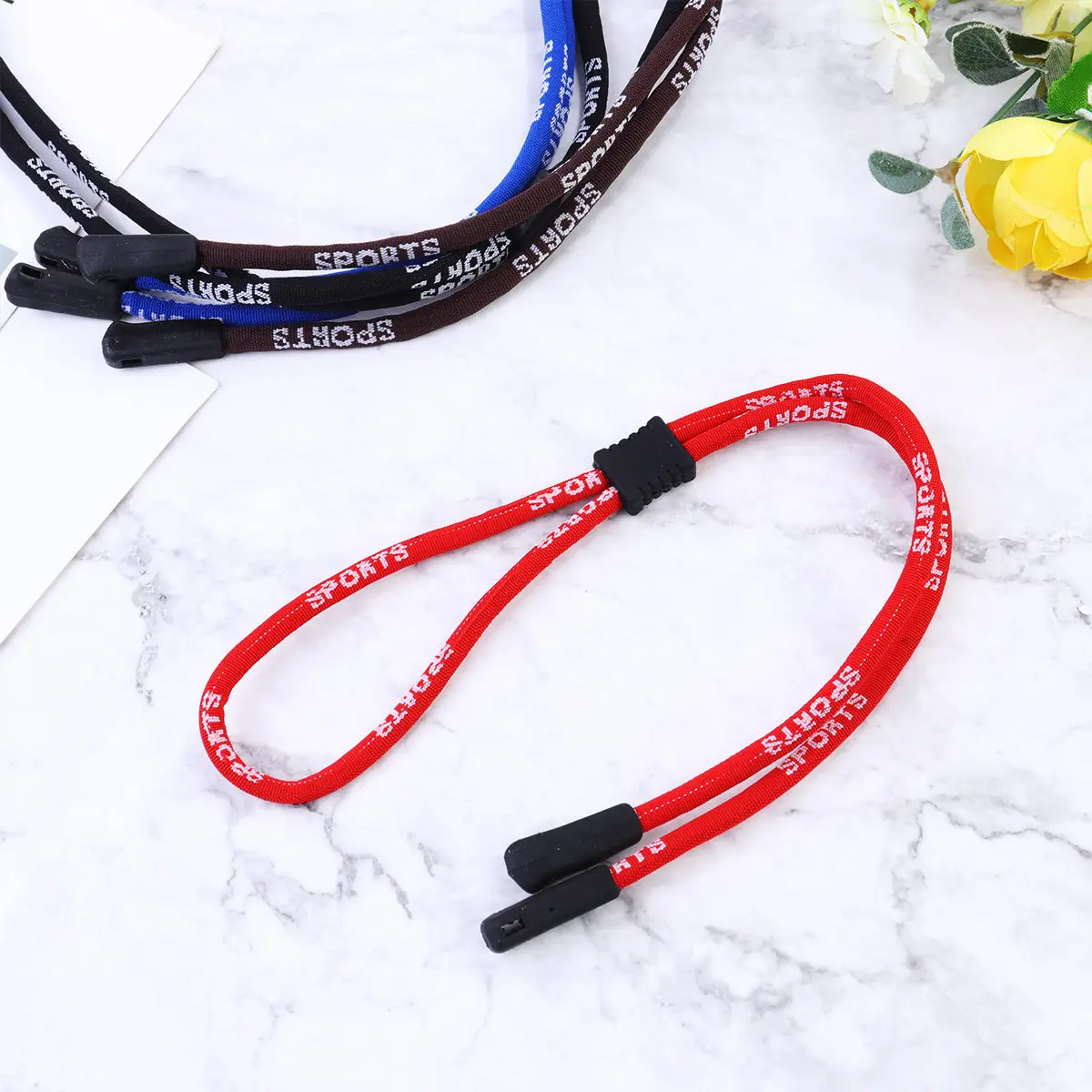 

4Pcs Glasses Rope Outdoor Sports Portable Adjustable Non-Slip Eye Glasses Rope Lightweight Eyewear Strap for Daily Use Red Blue