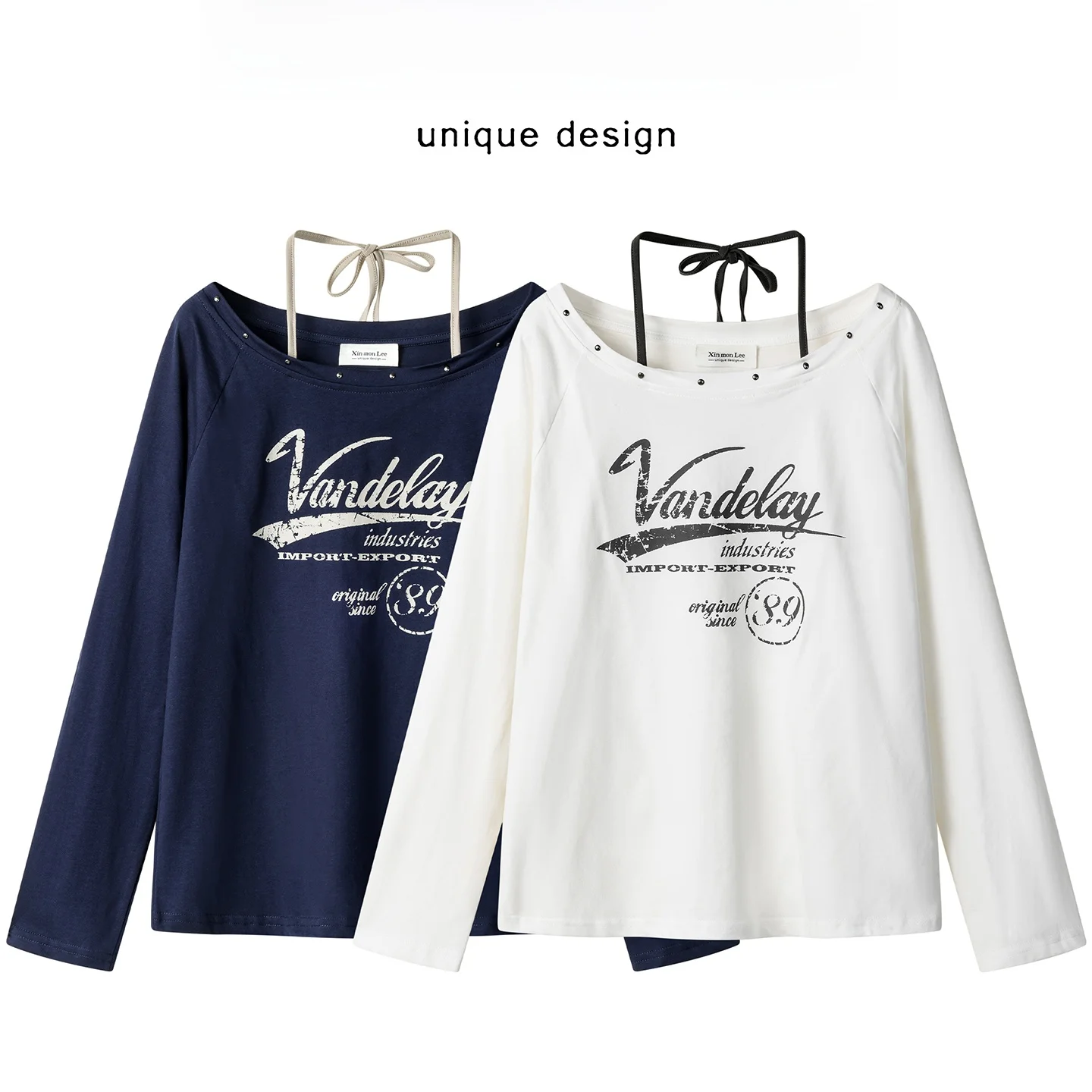 

Винтажная футболка Laid-ba с буквенным принтом и поясом, повседневный утягивающий универсальный топ для женщин, коллекция ранней осени Xinmon