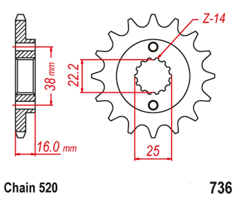 ضرس أمامي للدراجة النارية 520 لـ Ducati 900 Super Light 92-98 SuperSport 89-92 906 Paso Sports 916 Strada Biposto 797 851 851SP