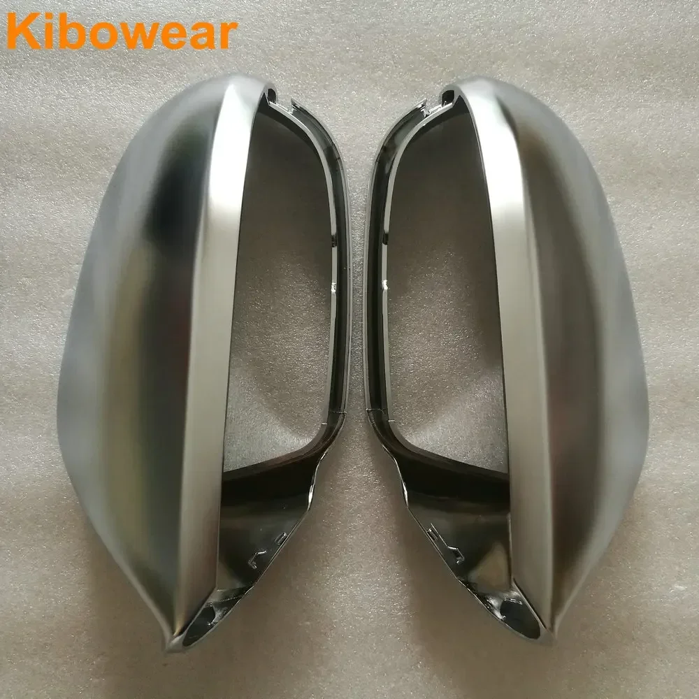 Kibowear for Audi A6 S6 C7 4G Side Wing Mirror Covers Caps Silver Matte Chrome 2013 2014 2015 2016 2017 2018 Aluminum Brushed