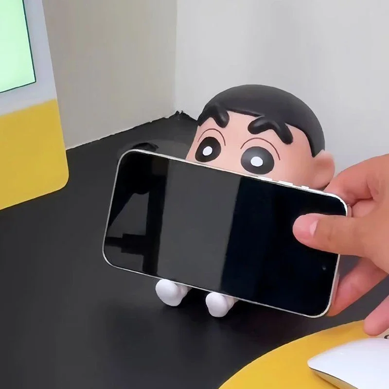 Anime Crayon Shin-Chanss Figures Phone Holder Kawaii Desktop Ornaments Cartoon Watching TV Phone Support Cute Doll Decorations - view 6
