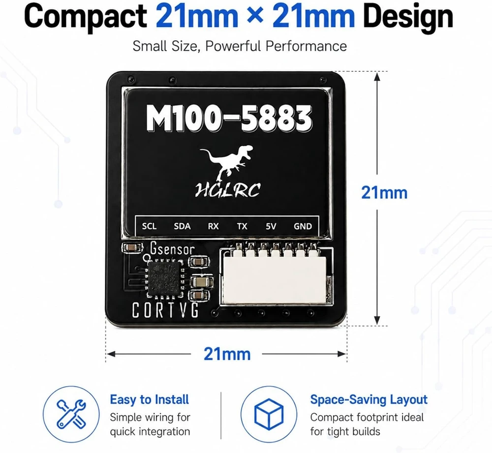 Oike GPS Module with Compass HGLRC M100-5883, 10th Chip Fast Satellite Positioning, for Multicopter FPV Racing Drone UAV